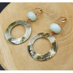 Oorbellen met Amazoniet en schelp