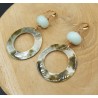 Oorbellen met Amazoniet en schelp
