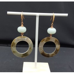 Oorbellen met Amazoniet en schelp