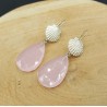 Zilveren oorbellen met roze Chalcedoon briolet
