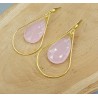 Vergulde oorbellen met roze Chalcedoon briolet