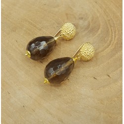 Oorbellen met Smokey Topaas briolet