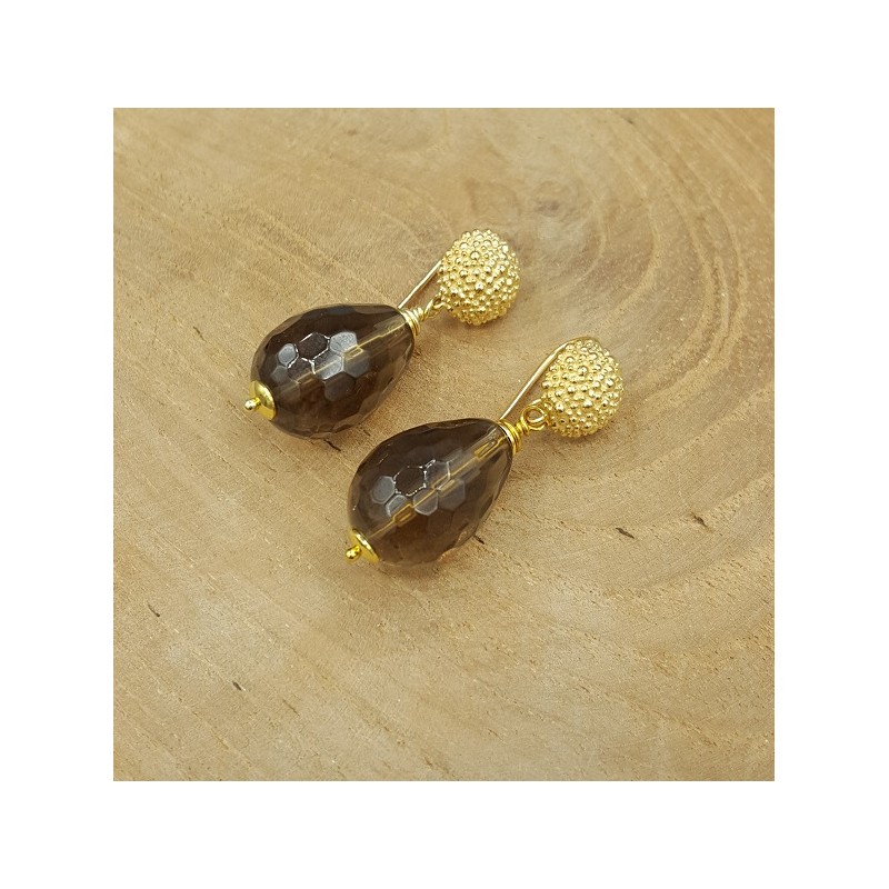 Oorbellen met Smokey Topaas briolet