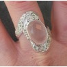 Zilveren ring gezet met ovale facet geslepen Rozenkwarts 19.7 mm