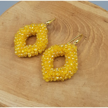 Vergulde braam oorbellen gele kristallen