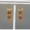 Vergulde oorbellen met kristallen en Citrien quartz briolet