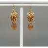 Vergulde oorbellen met kristallen en Citrien quartz briolet
