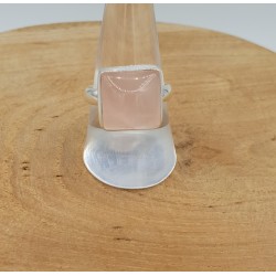 Zilveren ring gezet met vierkante Rozenkwarts 19 mm