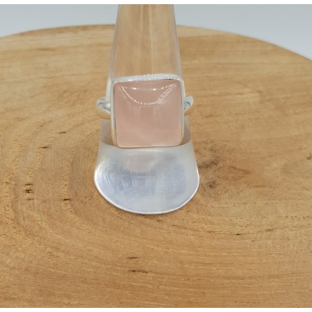 Zilveren ring gezet met vierkante Rozenkwarts 19 mm
