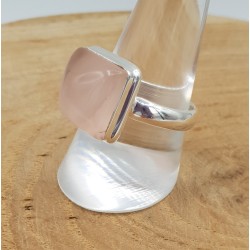 Zilveren ring gezet met vierkante Rozenkwarts 19 mm