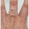 Zilveren ring gezet met vierkante Rozenkwarts 19 mm