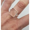 Zilveren ring gezet met vierkante Rozenkwarts 19 mm