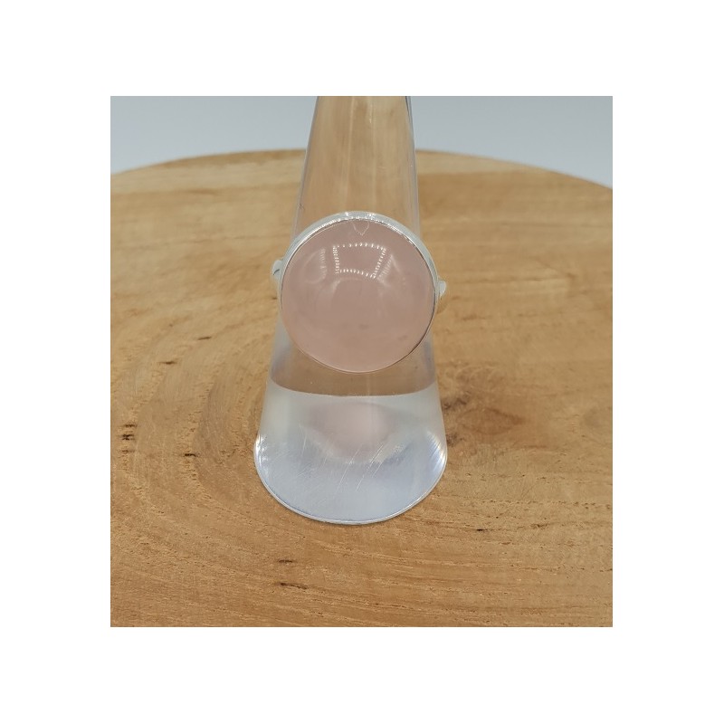Zilveren ring gezet met ronde cabochon Rozenkwarts 17.7 mm