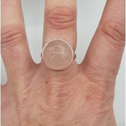 Zilveren ring gezet met ronde cabochon Rozenkwarts 17.7 mm