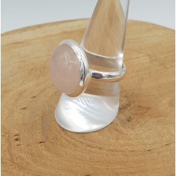 Zilveren ring gezet met ronde cabochon Rozenkwarts 18 mm