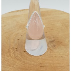Zilveren ring met druppelvormige cabochon Rozenkwarts 17 mm