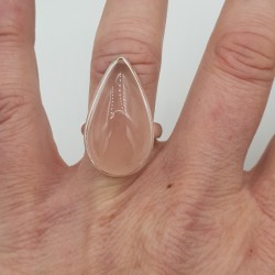 Zilveren ring met druppelvormige cabochon Rozenkwarts 17 mm