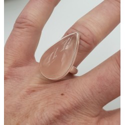 Zilveren ring met druppelvormige cabochon Rozenkwarts 17 mm