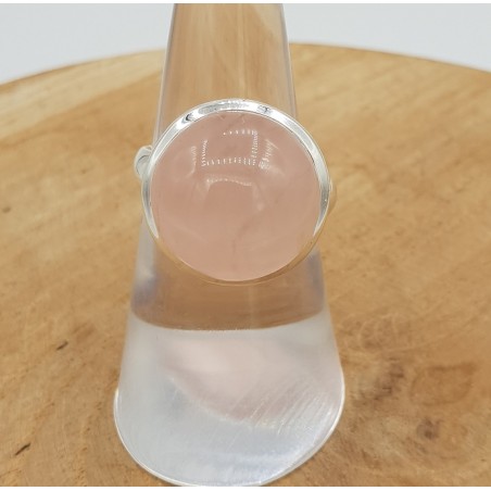 Zilveren ring gezet met ronde cabochon Rozenkwarts 17.5 mm