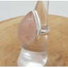 Zilveren ring gezet met druppelvormige cabochon Rozenkwarts 17 mm