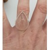 Zilveren ring gezet met druppelvormige cabochon Rozenkwarts 17 mm