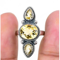 925 Sterling zilveren ring met Citrien maat 16.5 mm