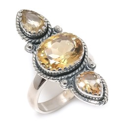 925 Sterling zilveren ring met Citrien maat 16.5 mm