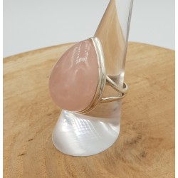 Zilveren ring gezet met brede druppelvormige Rozenkwarts 19 mm