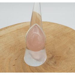 Zilveren ring gezet met brede druppelvormige Rozenkwarts 19 mm