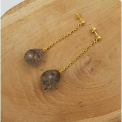 Lange oorbellen met Toermalijnkwarts briolet