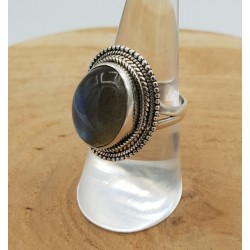 Zilveren ring gezet met Labradoriet ring maat 17.3 mm