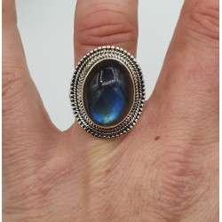 Zilveren ring gezet met Labradoriet ring maat 17.3 mm