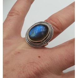 Zilveren ring gezet met Labradoriet ring maat 17.3 mm