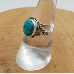 Zilveren ring gezet met ovale Turkoois 17 mm