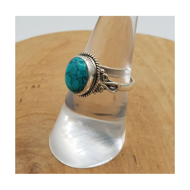 Zilveren ring gezet met ovale Turkoois 17 mm