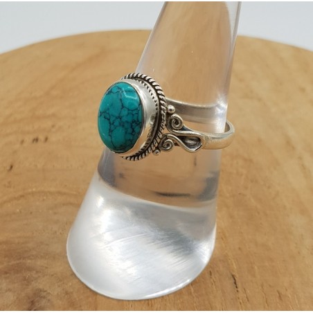 Zilveren ring gezet met ovale Turkoois 17 mm