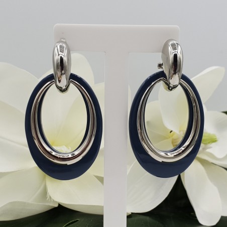 Creolen met grijs blauwe Buffelhoorn hanger