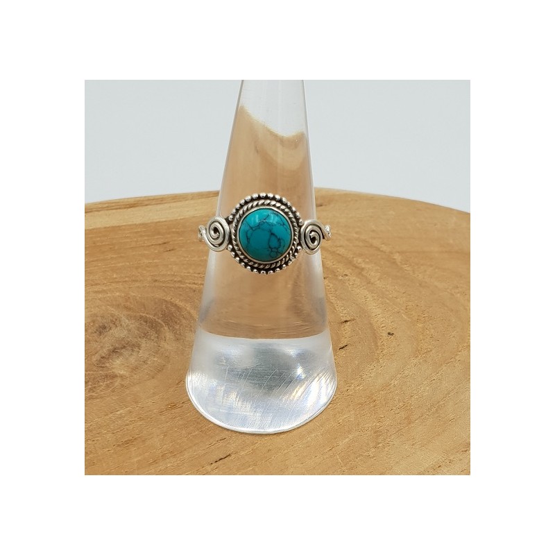 Zilveren ring met ronde Turkoois 16.5 mm