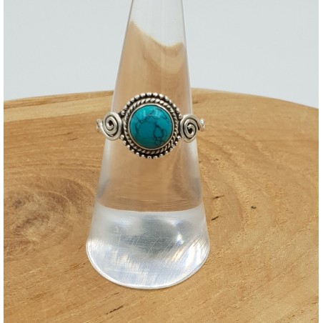 Zilveren ring met ronde Turkoois 16.5 mm