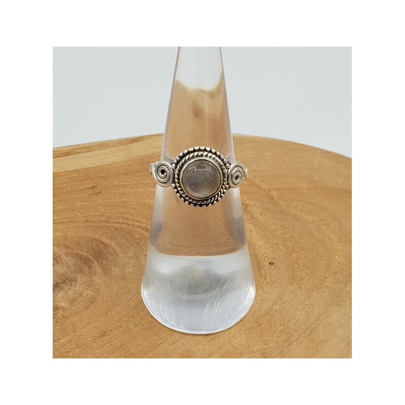 Zilveren ring met ronde Labradoriet 15.7 mm