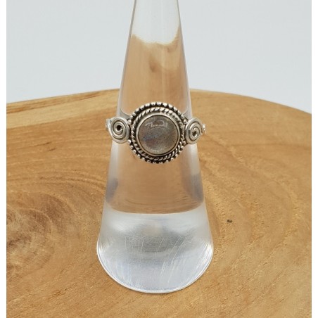 Zilveren ring met ronde Labradoriet 15.7 mm
