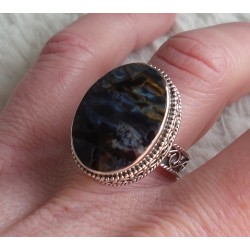 Zilveren ring met Pietersiet gezet in bewerkte setting 17.3 mm