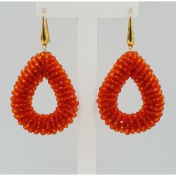Vergulde glassberry braam oorbellen open druppel oranje kristallen