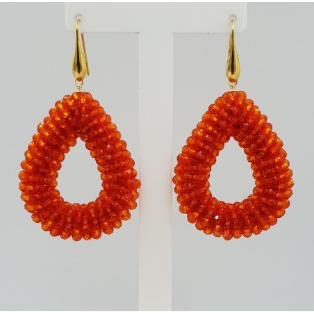 Vergulde glassberry braam oorbellen open druppel oranje kristallen
