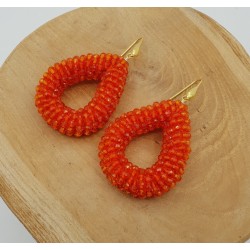 Vergulde glassberry braam oorbellen open druppel oranje kristallen