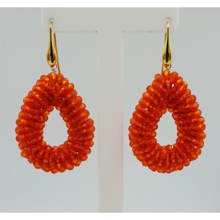 Vergulde glassberry braam oorbellen open druppel oranje kristallen small
