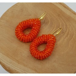 Vergulde glassberry braam oorbellen open druppel oranje kristallen small