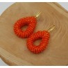 Vergulde glassberry braam oorbellen open druppel oranje kristallen small