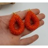 Vergulde glassberry braam oorbellen open druppel oranje kristallen small