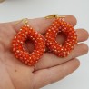Vergulde glassberry braam oorbellen met oranje sprankling kristallen